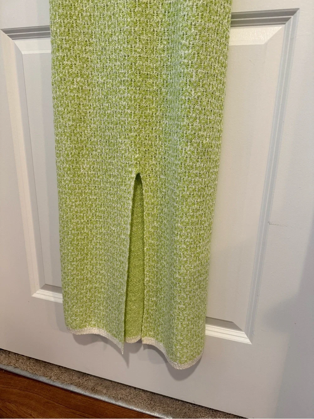 Free People Beach Lime Green Knit Low Tie Back Dress With Front Slit Size Small - Picture 5 of 12